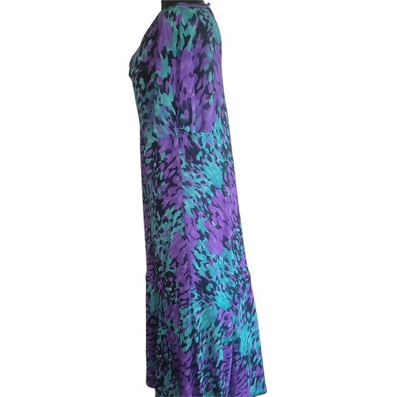Windsmoor Purple and Aqua Patterned Maxi Dress 18 - Picture 5 of 7